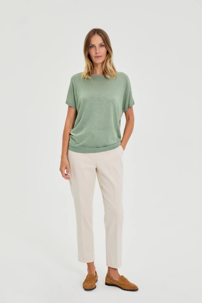 Wiskozowy sweter oliwkowy