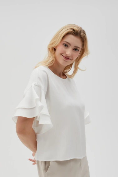 Koszula z falbanami na rękawach biała 