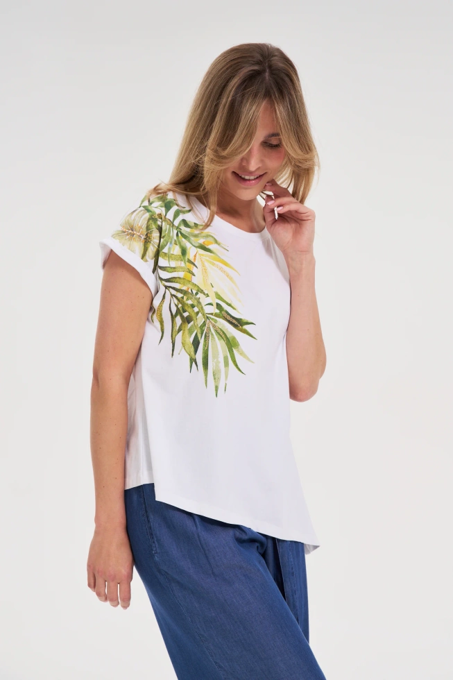 T-shirt z okrągłym dekoltem biały