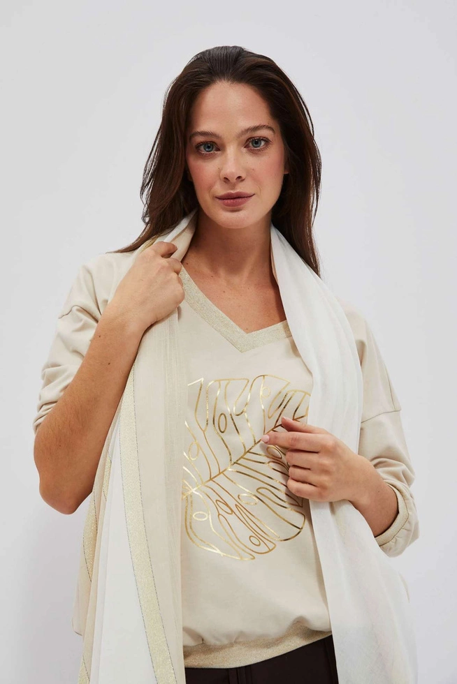 Szal w pasy w kolorze beżu