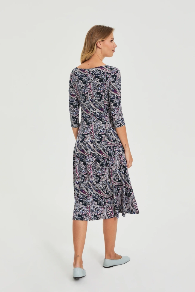 Sukienka we wzór paisley granatowa