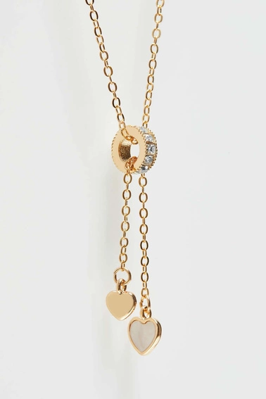 Naszyjnik z zawieszką z cyrkoniami i serduszkiem