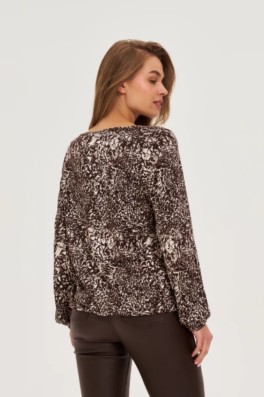 Bluzka z dekoltem w serek brązowa