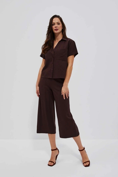 Lniana koszula ciemnobrązowa