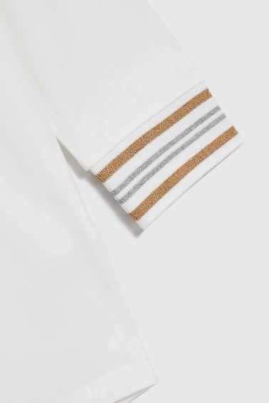 Bawełniana bluza z dekoltem w serek biała