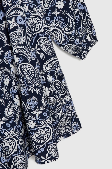 Wiskozowa sukienka z wzorem paisley granatowa