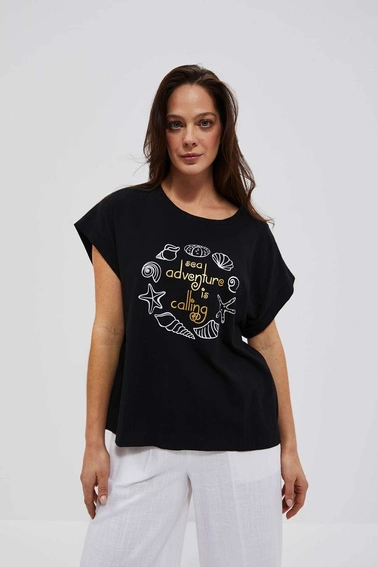 Bawełniany t-shirt z nadrukiem czarny