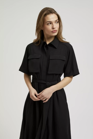 Szmizjerka wiązana w talii z kieszeniami czarna