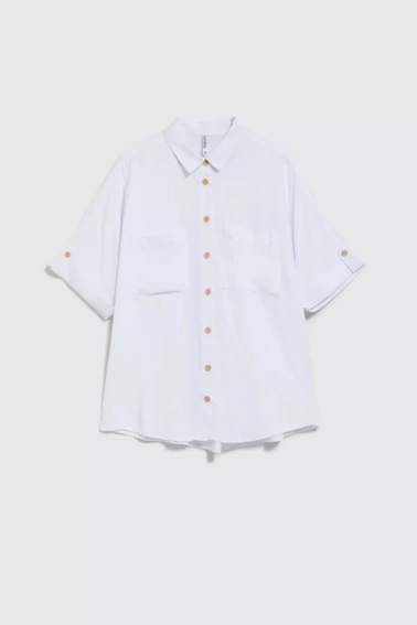 Koszula z kieszeniami i krótkimi rękawami biała