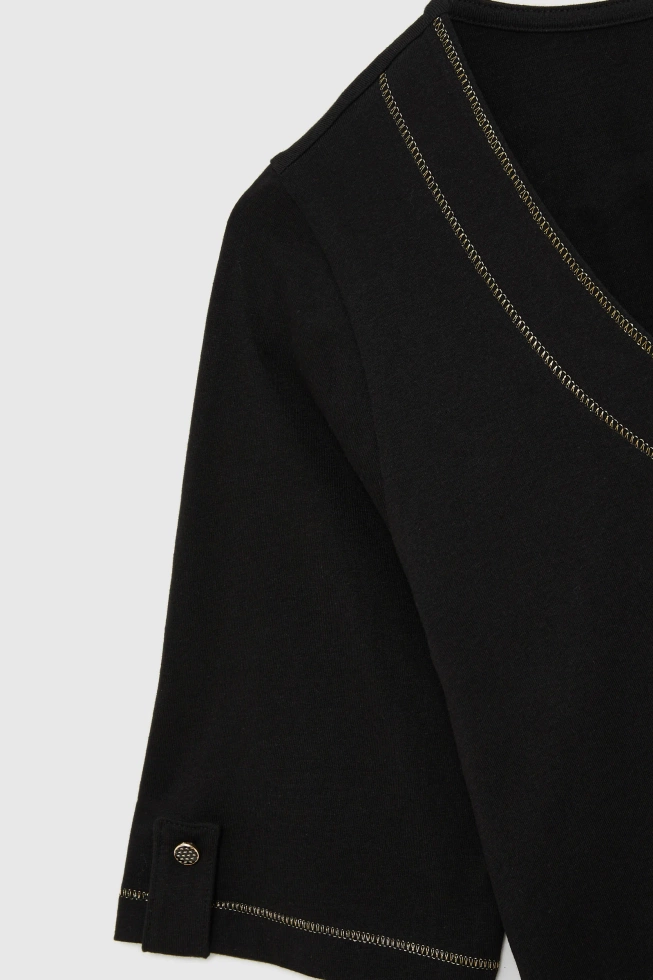 Bluzka z dekoltem w serek czarna