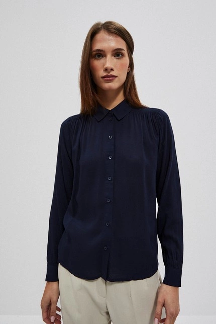 Koszula z kołnierzykiem zapinana na guziki granatowa