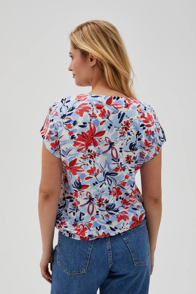 Wiskozowa koszula z zamkiem niebieska