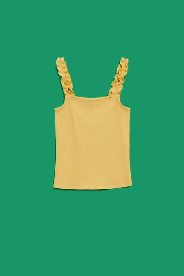 Prążkowany top damski żółty