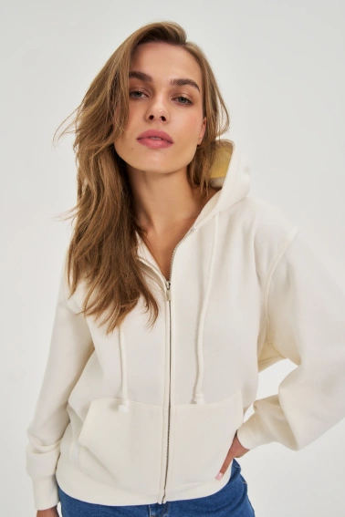 Bluza z kapturem ecru