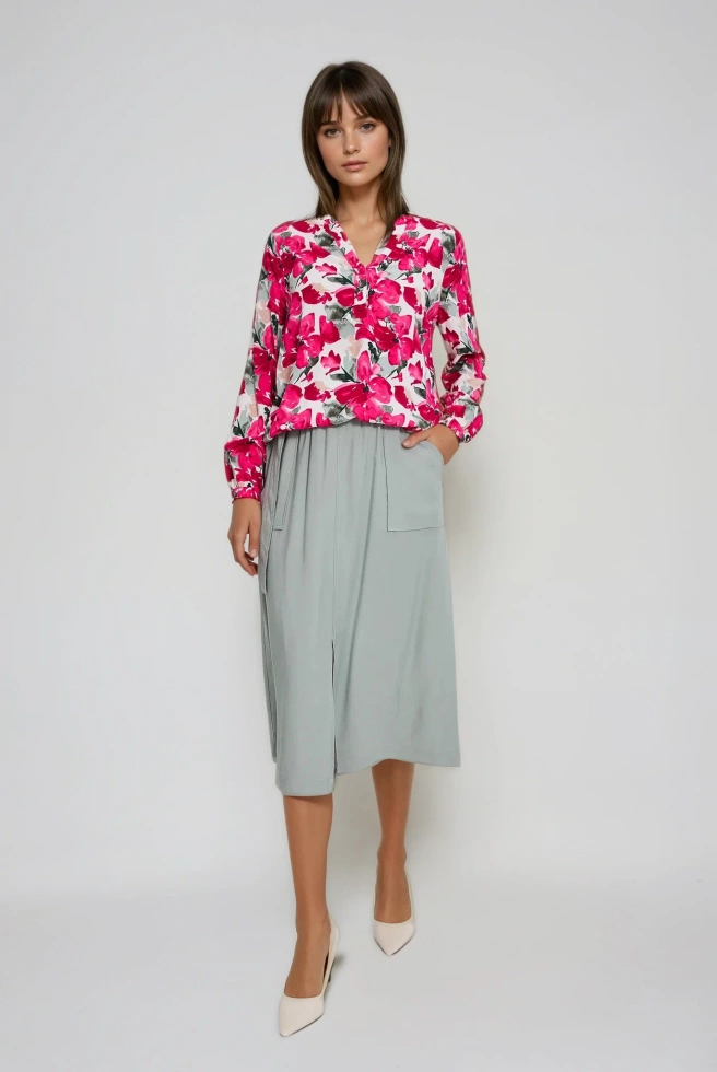 Wzorzysta koszula fuksjowa