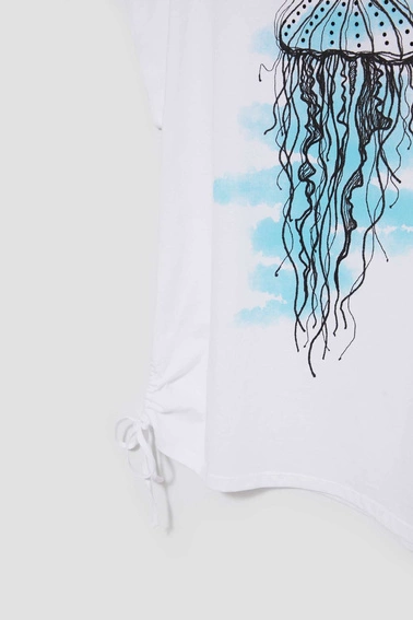 T-shirt z nadrukiem meduzy biały
