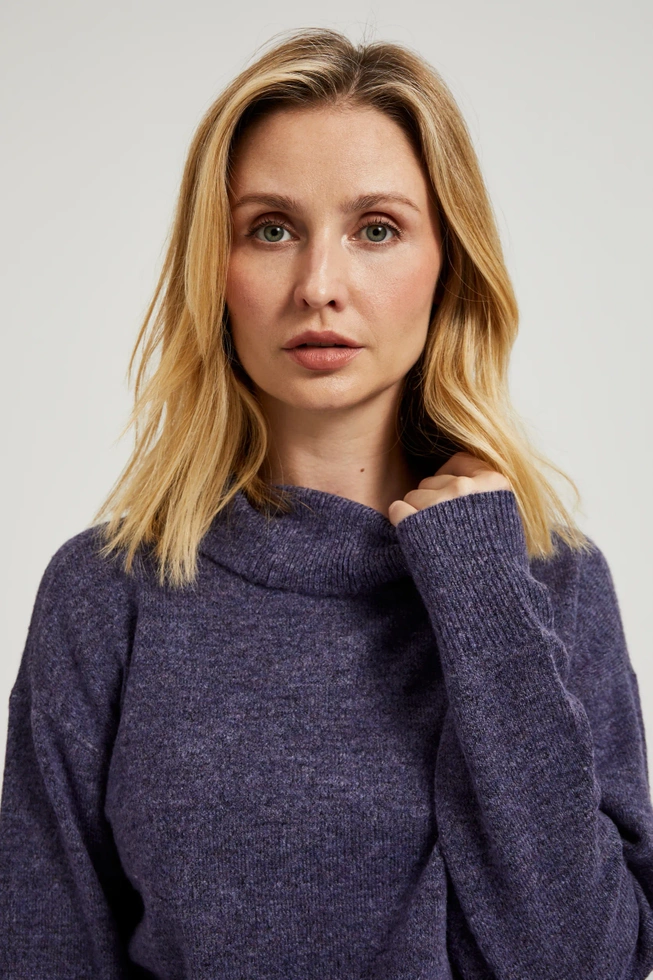 Sweter z golfem i długimi rękawami fioletowy