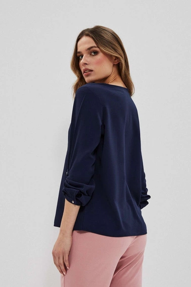 Koszula z ozdobnymi guzikami granatowa