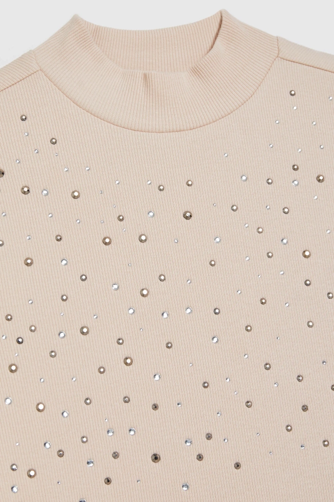 Bluzka z dżetami beżowa