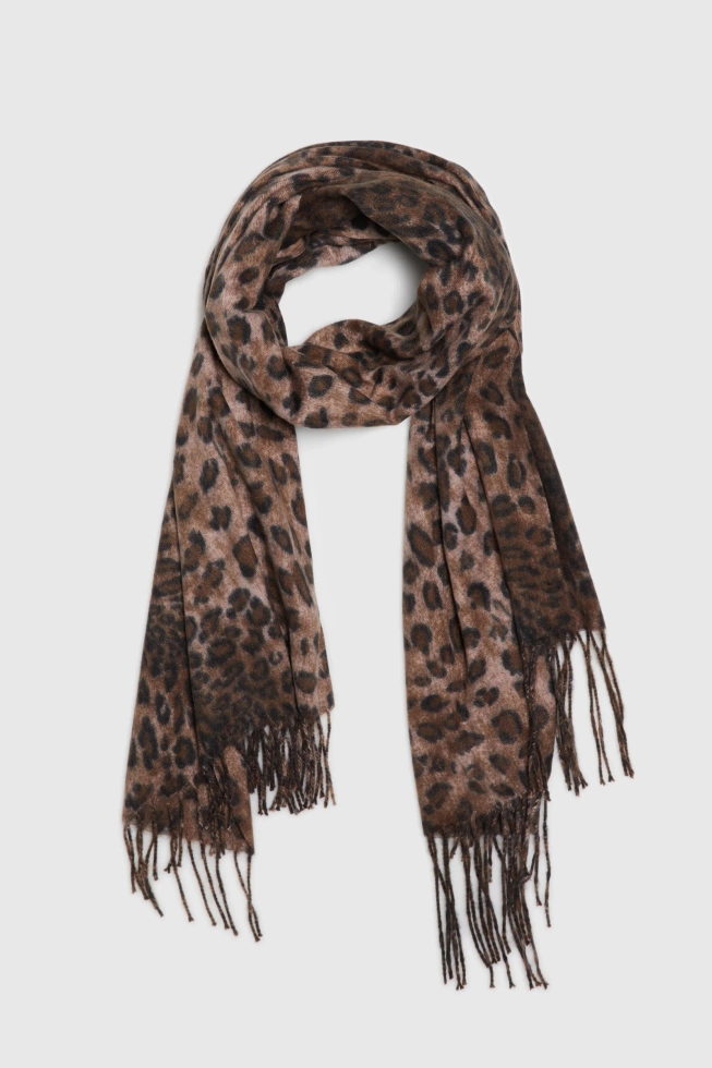 Szal w panterkę brązowy