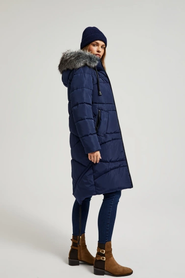 Zimowa pikowana kurtka granatowa