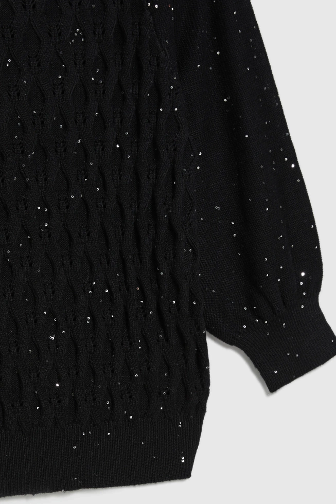 Sweter z cekinami czarny