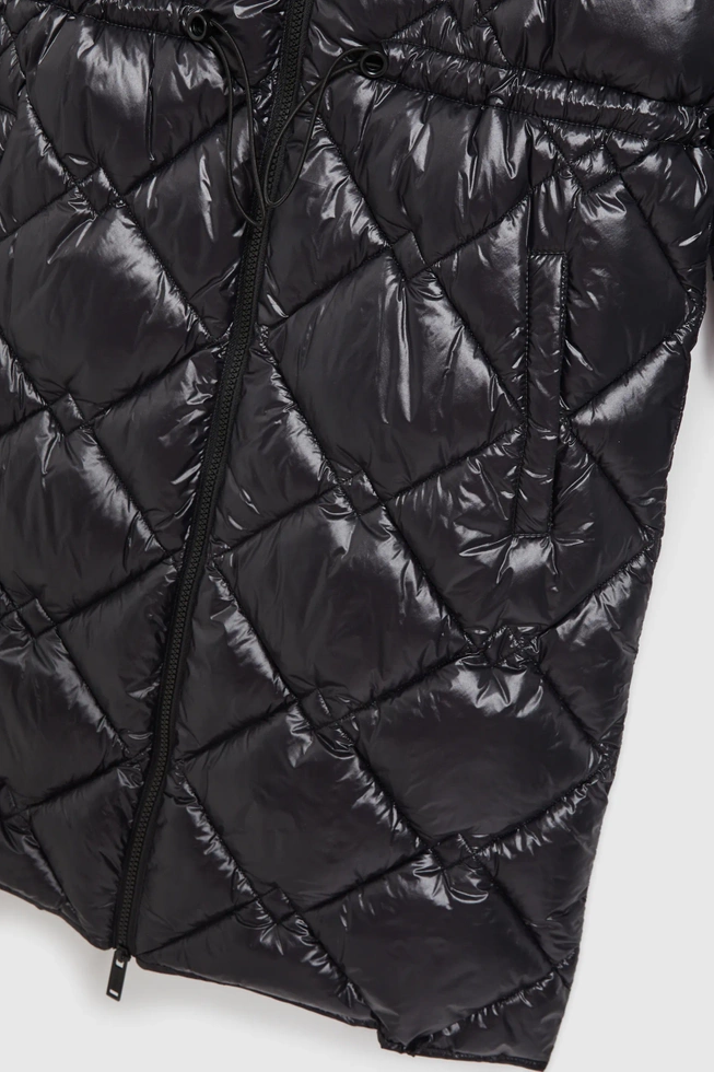 Pikowana kurtka ze ściągaczem czarna