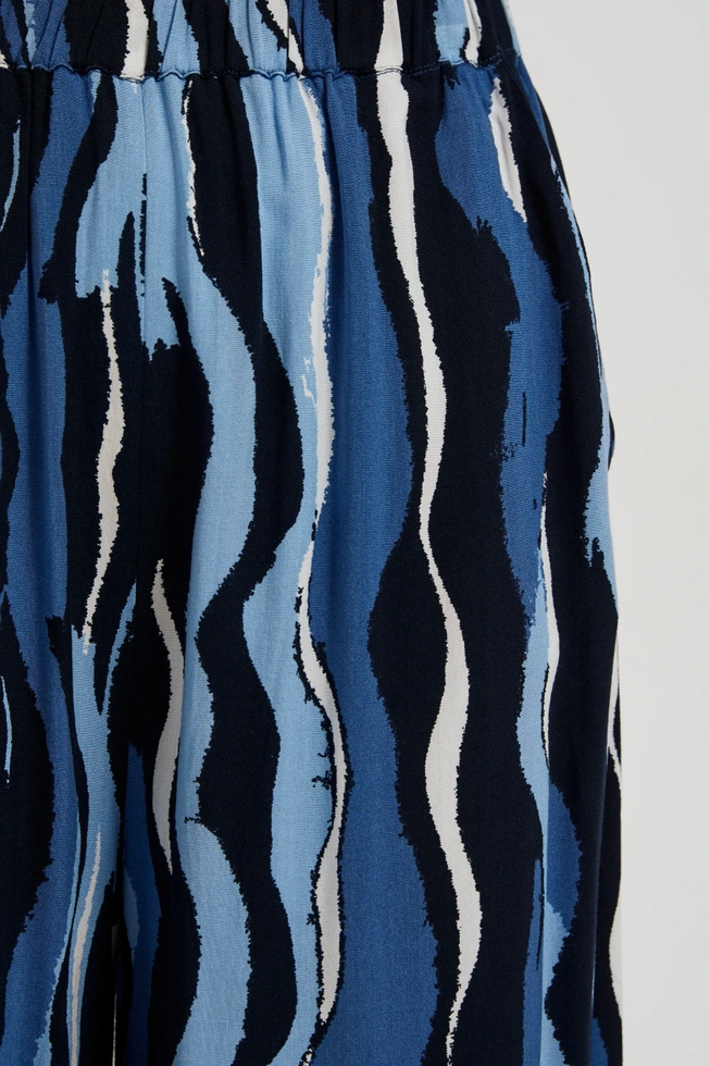 Wzorzyste spodnie kuloty niebieskie