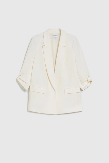 Elegancka marynarka z podwijanymi rękawami biała