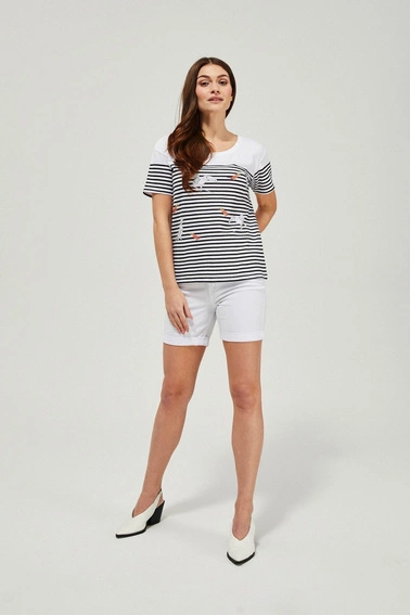 Szorty lyocell zapinane na zamek i guzik białe