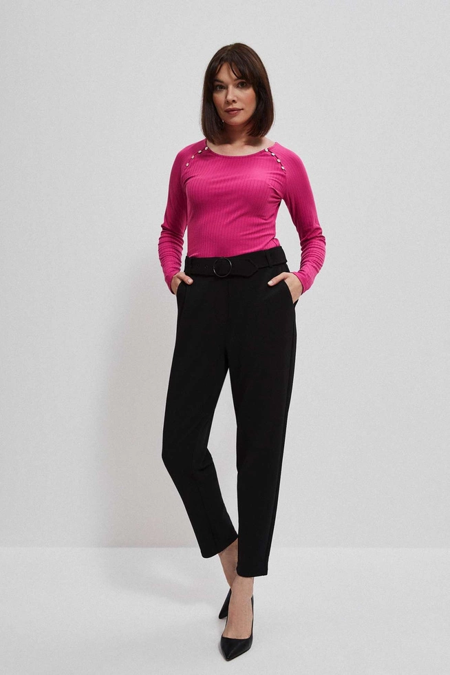 Bluzka z prążkowanej dzianiny fuksjowa