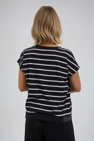 Bluzka z bawełny z printem czarna