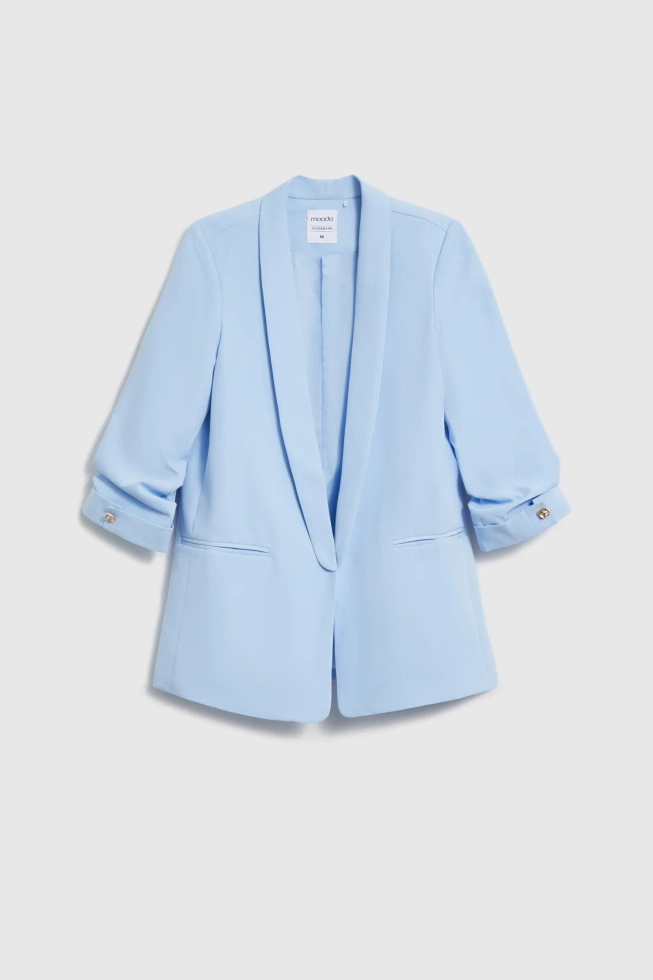 Marynarka z marszczonymi rękawami błękitna