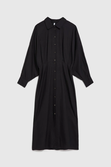 Sukienka midi z ozdobnymi guzikami i kołnierzykiem czarna 