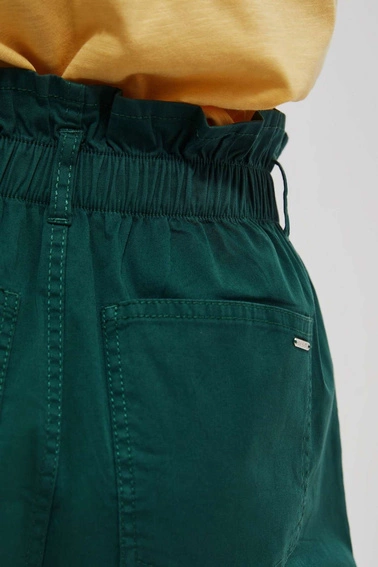 Szorty typu paperbag malachitowe