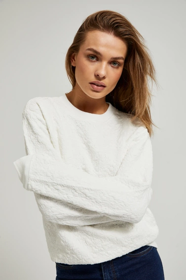 Bluza z okrągłym dekoltem biała