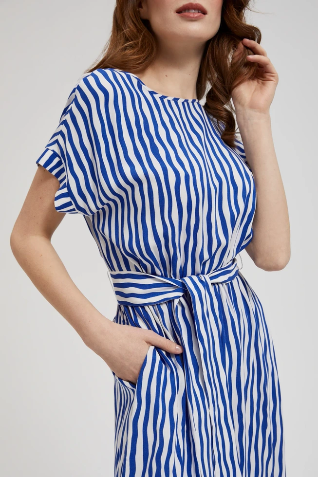 Sukienka midi w paski niebieska