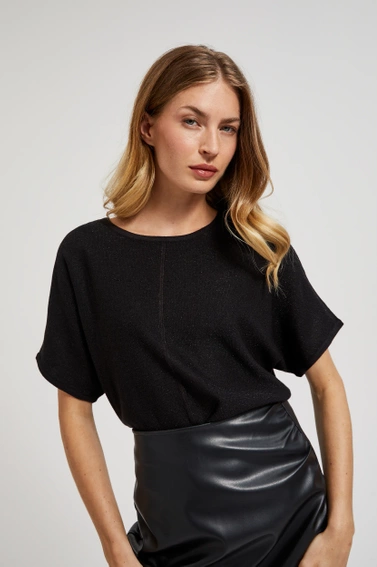  Sweter oversize z krótkimi rękawami czarny