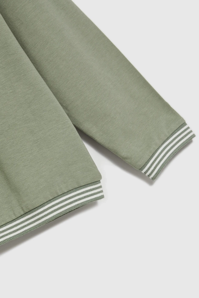 Bawełniana bluzka z długimi rękawami oliwkowa