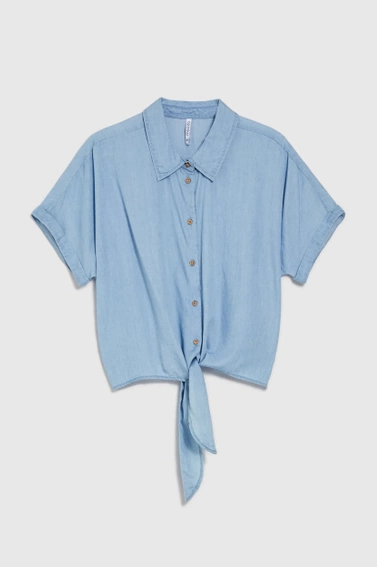 Koszula z materiału lyocell niebieska
