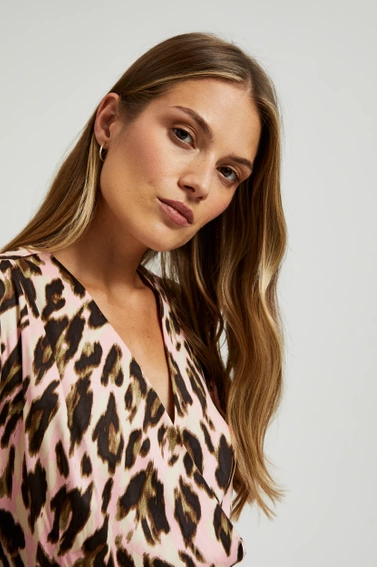 Sukienka w panterkę różowa 