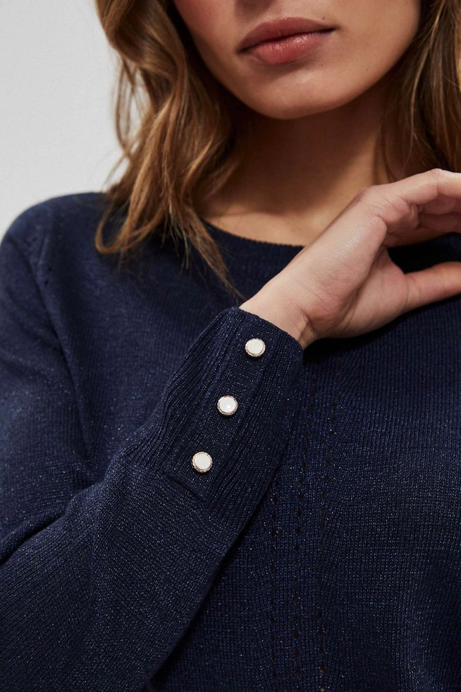 Sweter z metaliczną nitką granatowy