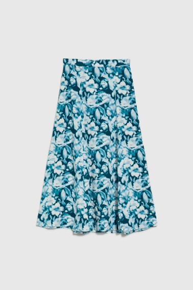 Wzorzysta spódnica z wiskozy zielona