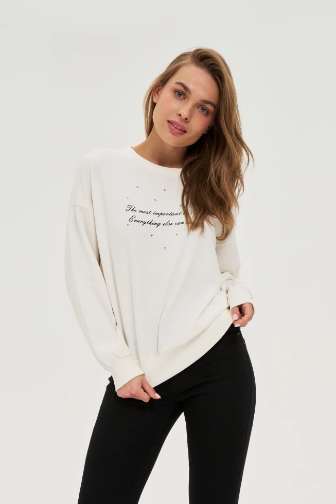 Bluza z napisem ecru