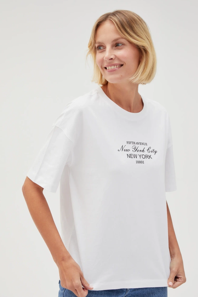 Bawełniany biały t-shirt z napisem