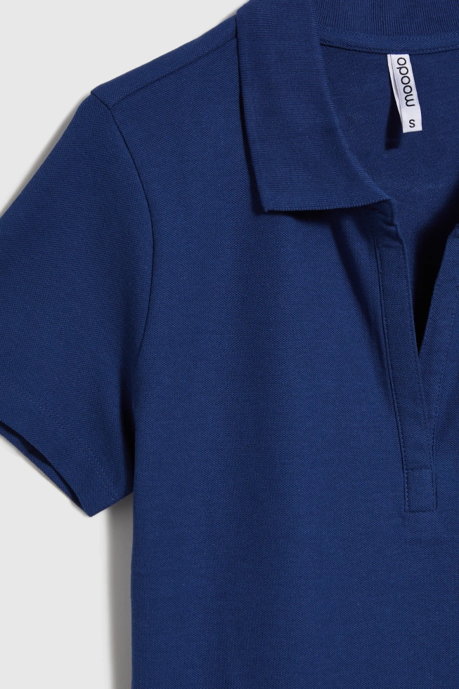 Bawełniana bluzka z kołnierzykiem granatowa