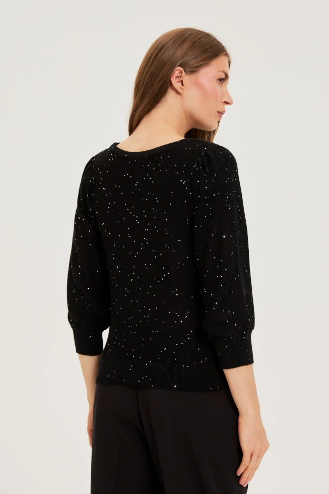 Sweter z cekinami czarny
