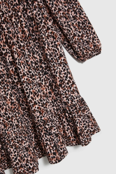 Sukienka w panterkę z falbaną czarna