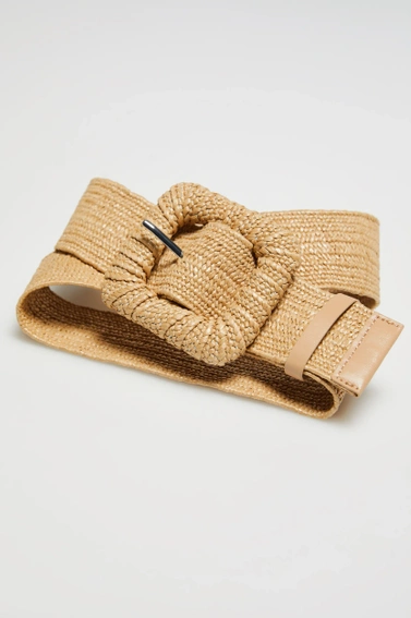 Pleciony pasek z klamrą beżowy