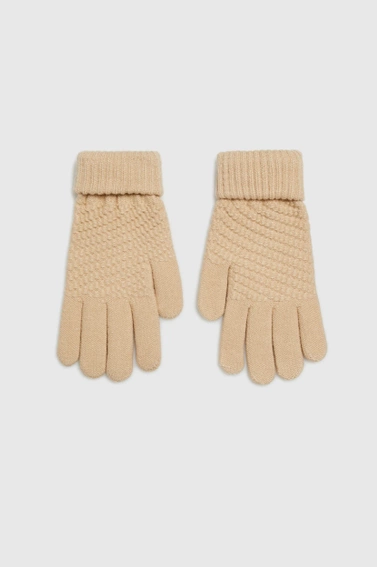 Dzianinowe rękawiczki beżowe